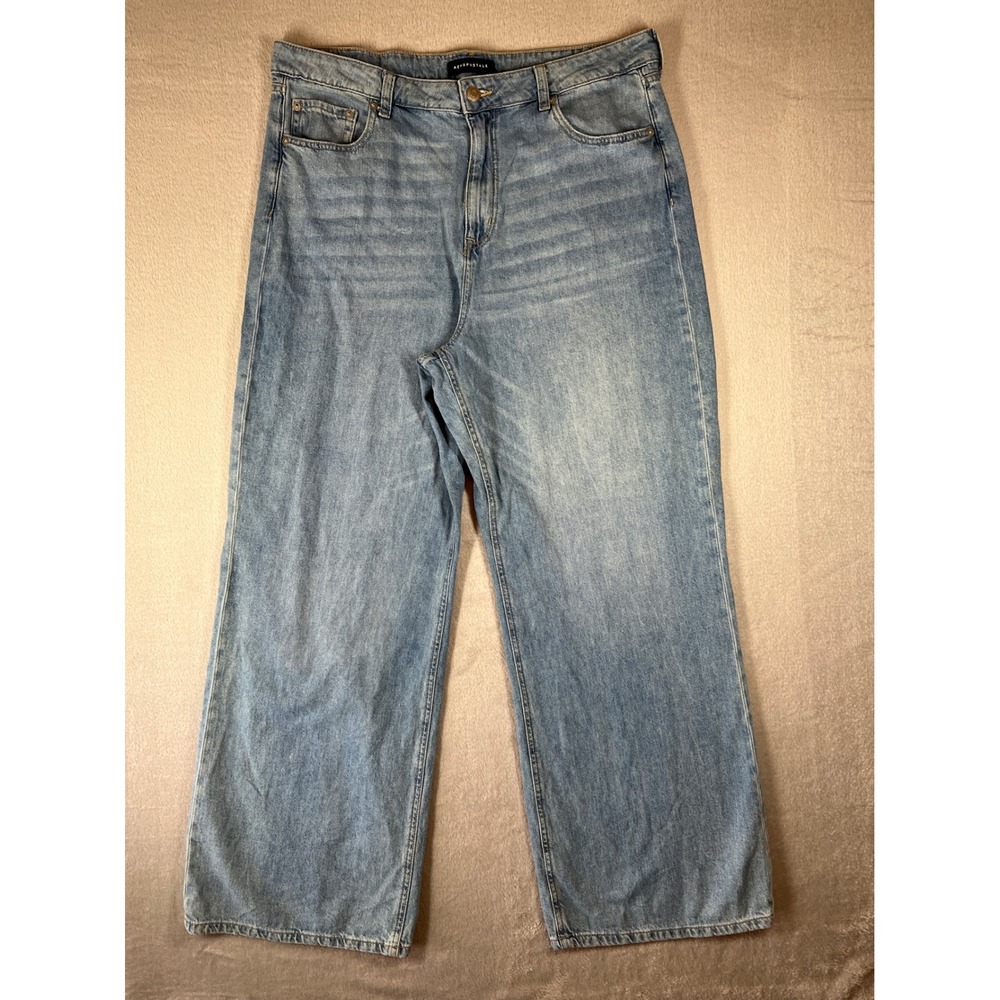 Aeropostale High Rise Wide Leg Jeans Light Wash Denim Womens 18 Cotton
